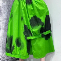 XITAO Print Casual Skirt Asymmetric 2024 Summer New Arrival Personality Fashion Loose Versatile Elastic Waist Skirt WLD11273