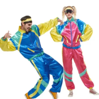 Adult Couples Hippie Costumes Male Women Carnival Halloween Party Vintage 70s 80s Disco Clothing Rock Hippies Cosplay Outfit