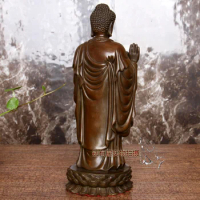 China Red Bronze Copper Stand Amitabha Sakyamuni Shakyamuni Buddha Statue