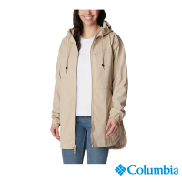 Columbia 哥倫比亞 官方旗艦 女款-Flora Park™軟殼長版連帽外套-卡其(UWR76260KI/HF)