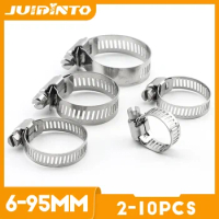 JUIDINTO 2-10pcs Adjustable Worm Gear Hose Clamp Stainless Steel 6-95mm Hose Clip Lock for Water and Gas Pipes