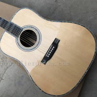 Custom acoustic guitar, 41-inch solid spruce top, real abalone shell binding and inlay, ebony fingerboard and bridge