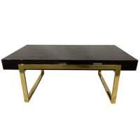 Living Room Wooden Furniture Classical Wood Top Stainless Steel Frame Coffee Table