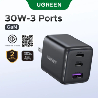 Ugreen 30W USB C Charger Nexode GaN 3 พอร์ต PPS Compact Fast Wall Charger Block USB-C Power Adapter 