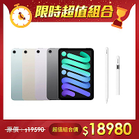 【超值組】Apple 2024 iPad mini A17 Pro (8.3吋/128GB/WiFi)＋Apple Pencil (USB-C) MUWA3TA/A 觸控筆