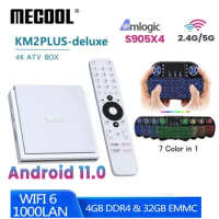 MECOOL KM2 Plus Deluxe Android TV Box With Netfilx 4K Certified Doby Atmos/Dolby 4+32G WiFi6 1000M LAN BT5.0 vs km6 km9 pro km7