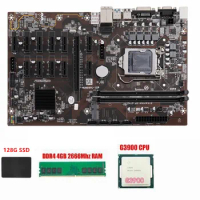 B250BTC-12P Miner Motherboard+G3900 or G3930 CPU +DDR4 4GB 2666Mhz RAM+128G SSD for BTC Mining