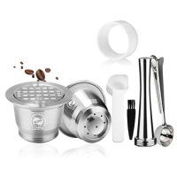 iCafilas Reusable Coffee Capsule Stainless Steel Coffee Grinder For Nespresso Machine Maker Refillable Filter Cup Pods