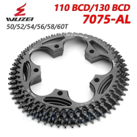 WUZEI 110/130 BCD 50/52/54/56/58/60T Road Bike Chainwheel Folding Round Narrow Wide Sprockets AL7075 Bicycle Chainring
