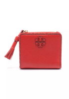 TORY BURCH Pre-loved TORY BURCH TAYLOR MINI WALLET Bi-fold wallet leather Red tassel