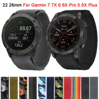 Nylon Watchband For Garmin Fenix 6 6X Pro 7 7X 5X 5 Plus Strap 22mm Quickfit Smart Watch Band Forerunner 935 945 955 Bracelet