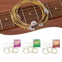 6PCS Acoustic Guitar Strings Folk String Copper Alloy Parts Full Size 10-48 11-50 12-53 13x10.8CM Ukulele Bass Instruments Parts