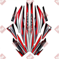 sticker body motor / striping honda revo 110 2011 std hitam-merah