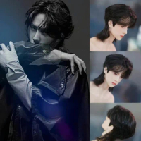 1/6 BJD Figure Doll Wig Wang Yibo Stage Hair Long Wolftail Boy Male HandMade Realistic Idol Wig Collection Male Doll