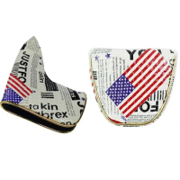 Golf Putter Cover Magnetic Closure American Flag PU Leather Waterproof Golf Head Cover for Blade Putter