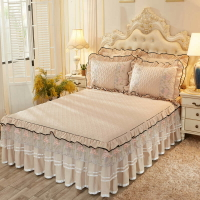 韓版蕾絲床裙加厚夾棉單件床罩純色床墊防塵1.8m歐式床套床笠1.5m