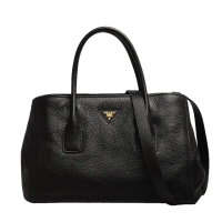 【PRADA 普拉達】Vitello Daino系列經典三角LOGO荔枝紋小牛皮二用包(黑BN2808-NERO)