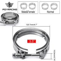 PQY - 3.5" SUS 304 Steel Stainless Exhaust V Band Clamp Flange Kit QUICK RELEASE CLAMP Male Female FLANGE OR NORMAL TYPE