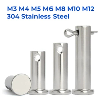 M3 M4 M5 M6 M8 M10 M12 GB822 304 Stainless Steel Axis Pin with Hole Pin Shaft Cotter Pin Flat Head Cylindrical Pin Locating Plug