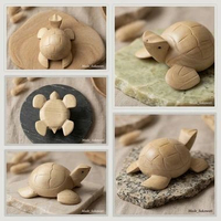 Kerajinan tangan Patung Kura-kura mini yang lucu bahan kayu panggal buaya