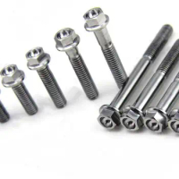 LOT 4 M6 x10/15/20/25/30/35/40/45/50mm Ti GR5 Titanium Hex Concave Head Flange Bolts For Motorcycle