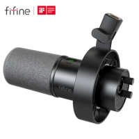 FIFINE USB/XLR Dynamic Microphone with Shock Mount,Touch-mute,headphone jack&amp;Volume Control,for PC or Sound Card Recording -K688