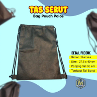 YAZID STORE Tas Serut Kanvas Hitam / Bag Pouch Polos / Tas Serut backpack / Tas Serut kanvar Warna H