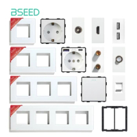 BSEED Glass Frames TV/ST/USB Socket Type-C EU Socket CAT5 RJ45 HDMI Socket Function Parts 1/2Way Mechanical Button Switches Part