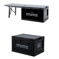 【May Shop】兩入組 側開鋁合金蓋折疊收納箱汽車後整理箱 小蛋捲桌(折疊收納 不佔空間)