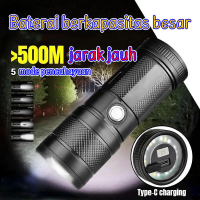 Senter LED Super Terang Jarak Jauh Anti Air Senter LED 90000 Lumens Original USB C Rechargeable Zoom
