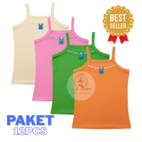 Paket 12 Pcs Singlet Renda Warna Cantik Lembut - Singlet Anak Perempuan Renda dan Remaja Singlet SD