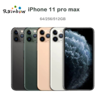 Original iPhone 11 Pro Max Triple Cell Phone, 4G LTE, 4GB, 64 GB, 256 GB, 512GB, Apple IOS, A13 Bionic, Hexa Core, 6.5"