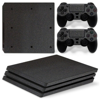 索尼PS4 pro純色皮貼 Slim游戲機貼紙 磨砂皮質貼 黑色磨砂彩膜