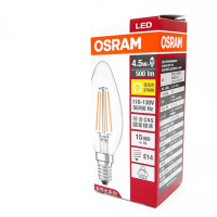 【Osram 歐司朗】3入組 LED 4.5W 2700K 黃光 E14 110V 可調光 尖頭 燈絲燈 蠟燭燈_ OS520110