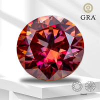 Moissanite Gemstone Watermelon Red Color Round Cut Lab Created Diamond for Advanced Jewelry Making Materials with GRA Report
