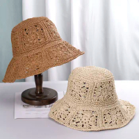 2023 Womens Straw Hats crochet hat bucket hat UV Protection Sun Visor Beach Hats Women Visors Foldable Female Summer Sun hat