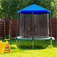 Trampoline Sun Protection Cover Dust-Proof Anti-UV Sunshade Cover Space-Saving Blue Protection Cover User-Friendly Trampoline