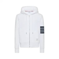 Thom Browne Classic Loopback 4-Bar Zip Up Hoodie White Men 3 White