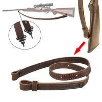 Hunting Rifle AK47 AR15 Shotgun Sling Shoulder Belt Genuine Leather Hide Adjustable Bindings Shooting Strap AK74 Gun Accessories