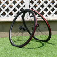 Ultra Light Clincher Wheelset 38mm Full Carbon Road Cyclocross Bike Wheelset Disc Brake Thru Axle Front 100*12mm / Rear 142*12mm