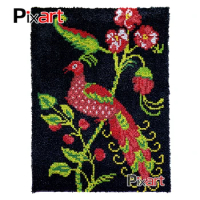Latch Hook Rug Red Peacock Crocheting Wall Tapestry Kits DIY Carpet Rug Chunky Yarn Needlework Knitted Floor Mat Hobby &amp; Crafts