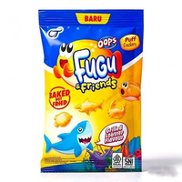 Oops FUGU & Friends [1 RENTENG Isi 10 x 10g] - Camilan Biskuit Puff Crackers Renyah Gurih Snack Mura