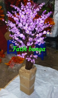 Pohon Sakura Ungu 150 cm dengan Pot Kayu dan Aksesoris - Bunga