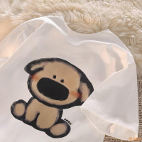 假期出遊必備！t恤 短袖t恤 質感衣服 可愛狗 純棉短袖 休閒上衣 顯瘦上衣 小眾上衣 遮屁股上衣 純棉短袖 夏天衣服