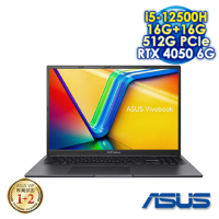 ASUS 華碩 Vivobook 16X K3605ZU 搖滾黑 16吋獨顯筆電 (i5-12500H/RTX 4050/16G+16G/512G SSD/特仕版)