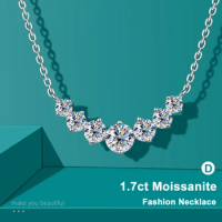 Moissanite Necklace for Woman Wedding Fine Jewely with Certificates 925 Sterling Sliver Plated 18k White Gold Necklace