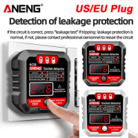 ANENG AC28 Socket Tester Detector US/EU Battery Tester Checker Test Power Socker LCD Voltage Tester Phase Meter Detector Tools