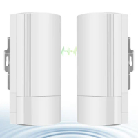 2pcs 5.8G Point to Point Wireless Bridge, CPE58G 100Mbps Wired Speed Dialing Outdoor CPE with 12dBi WiFi Antenna PoE Power