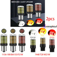 2x 1156 144SMD BAU15S PY21W LED Turn Signal Lights Bulb Canbus Amber/Yellow 12V