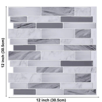 Self adhesive Vinyl Wallpaper 12*12 inch Kitchen Sticker Peel and Stick Subway 3D Effect Tiles -10 Sheet
